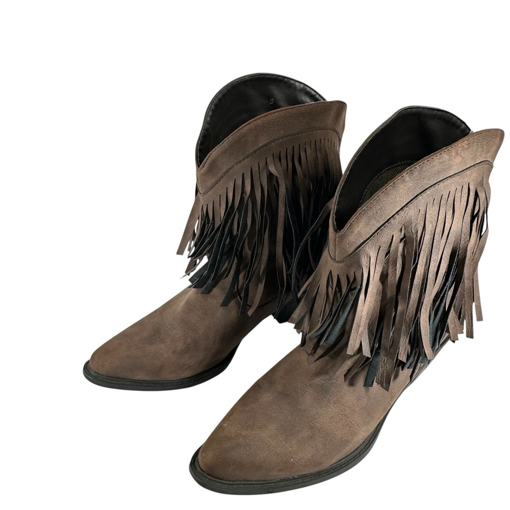 Roper Western Fringe Ankle Boots Womens 8 Brown Suede Boho Cowgirl